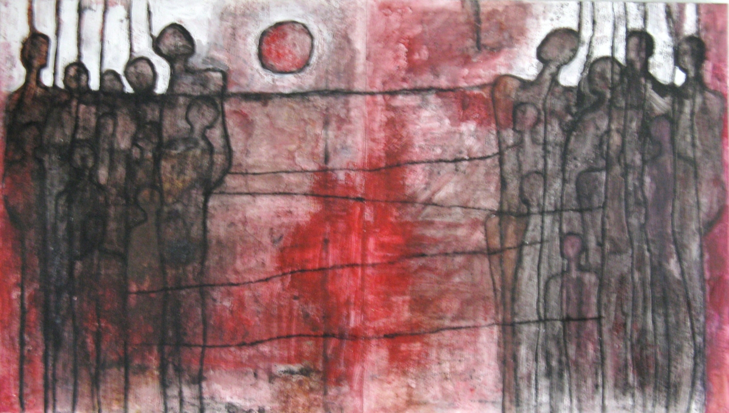 Menschen am Horizont II rot 80x60