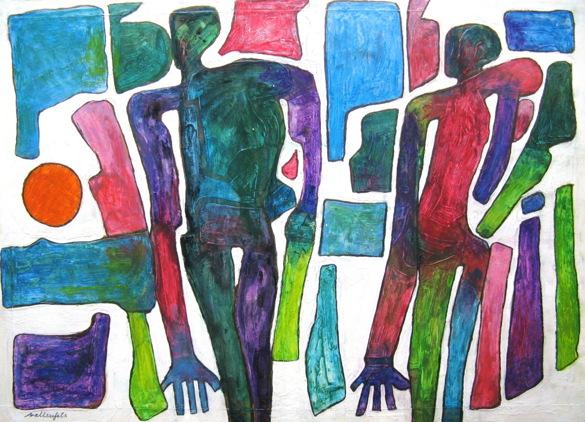 Figuren im Blau-Violett 70x51