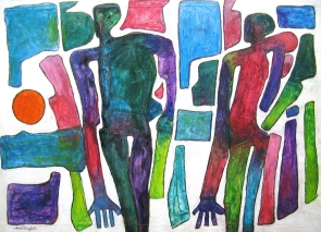 Figuren im Blau-Violett 70x51