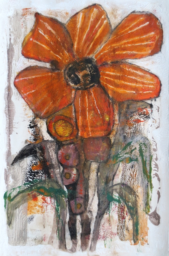 Orange Blume 40x60